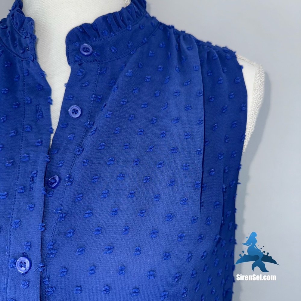 1164 J. Crew Sleeveless Blouse - Size 8 - Blue - Picture 4 of 16